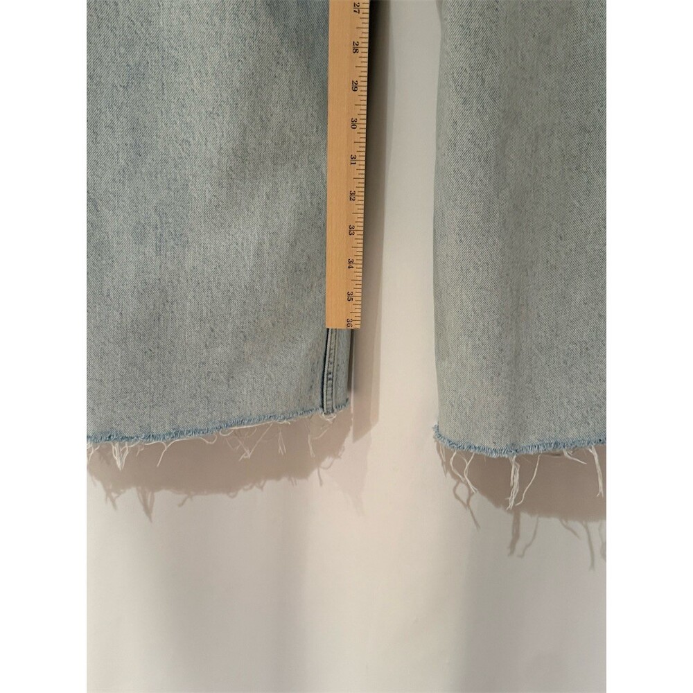 Zara Jeans Womens Size 12 Light Wash Blue Wide-Leg Cropped High Rise Raw12 - Picture 9 of 11